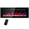 HOMCOM 50" Electric Fireplace Recessed and Wall Mounted with Remote Control, 1500W Fireplace Heater with 8H Timer