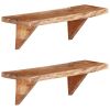 Wall Shelves 2 pcs 23.6"x7.9"x7.1" Solid Acacia Wood