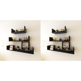 Wall Shelves 6 pcs Black