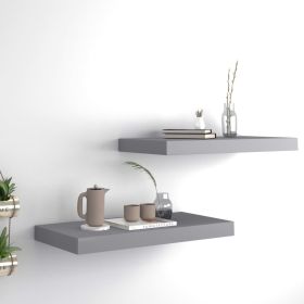 Floating Wall Shelves 2 pcs Gray 19.7"x9.1"x1.5" MDF