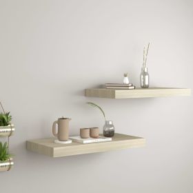 Floating Wall Shelves 2 pcs Oak 19.7"x9.1"x1.5" MDF