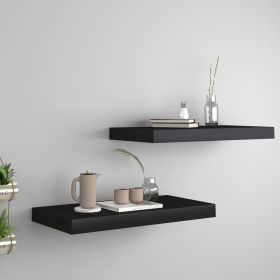 Floating Wall Shelves 2 pcs Black 19.7"x9.1"x1.5" MDF