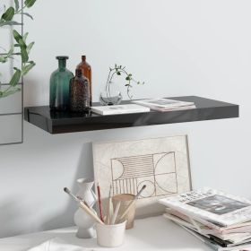 Floating Wall Shelf High Gloss Black 23.6"x9.3"x1.5" MDF