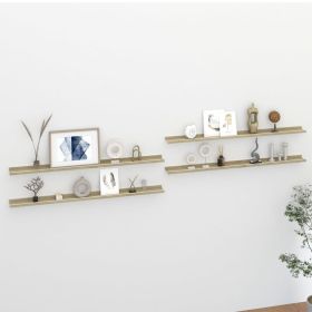Wall Shelves 4 pcs White and Sonoma Oak 45.3"x3.5"x1.2"