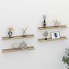Wall Shelves 4 pcs White and Sonoma Oak 23.6"x3.5"x1.2"