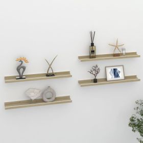 Wall Shelves 4 pcs White and Sonoma Oak 23.6"x3.5"x1.2"