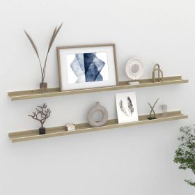 Wall Shelves 2 pcs White and Sonoma Oak 45.3"x3.5"x1.2"