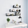 Wall Display Shelf 3 pcs High Gloss Black Engineered Wood