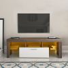 20 minutes quick assembly brown simple modern TV stand with the toughened glass shelf Floor cabinet Floor TV wall cabinet Brown + whiteTV bracket with