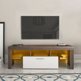 20 minutes quick assembly brown simple modern TV stand with the toughened glass shelf Floor cabinet Floor TV wall cabinet Brown + whiteTV bracket with
