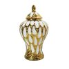 Alluring White and Gold Ginger Jar with Removable Lid