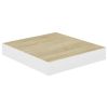Floating Wall Shelf Oak and White 9.1"x9.3"x1.5" MDF