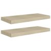 Floating Wall Shelves 2 pcs Oak 23.6"x9.3"x1.5" MDF