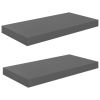 Floating Wall Shelves 2 pcs High Gloss Gray 19.7"x9.1"x1.5" MDF