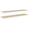 Floating Wall Shelves 2 pcs Oak and White 47.2"x9.3"x1.5" MDF