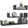Wall Display Shelf 3 pcs Gray Engineered Wood