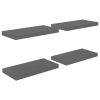 Floating Wall Shelves 4 pcs High Gloss Gray 19.7"x9.1"x1.5" MDF