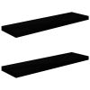 Floating Wall Shelves 2 pcs High Gloss Black 35.4"x9.3"x1.5" MDF