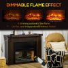 HOMCOM 35" Electric Fireplace with Mantel, 1400W Freestanding Fireplace Heater with Remote Control, Overheat Protection, Timer, Brown