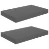 Floating Wall Shelves 2 pcs High Gloss Gray 15.7"x9.1"x1.5" MDF