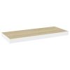 Floating Wall Shelf Oak and White 23.6"x9.3"x1.5" MDF