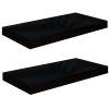 Floating Wall Shelves 2 pcs High Gloss Black 19.7"x9.1"x1.5" MDF