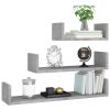 Wall Display Shelf 3 pcs Concrete Gray Engineered Wood
