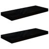 Floating Wall Shelves 2 pcs High Gloss Black 23.6"x9.3"x1.5" MDF