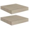Floating Wall Shelves 2 pcs Oak 9.1"x9.3"x1.5" MDF
