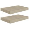 Floating Wall Shelves 2 pcs Oak 15.7"x9.1"x1.5" MDF