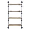 Oak and Sandy Black Rectangle 4-tier Wall Shelf