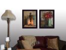 "Country Candlelight Collection" 2-Piece Vignette By Susan Boyer, Printed Wall Art, Ready To Hang Framed Poster, Black Frame