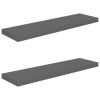 Floating Wall Shelves 2 pcs High Gloss Gray 35.4"x9.3"x1.5" MDF
