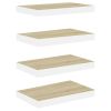 Floating Wall Shelves 4 pcs Oak and White 15.7"x9.1"x1.5" MDF